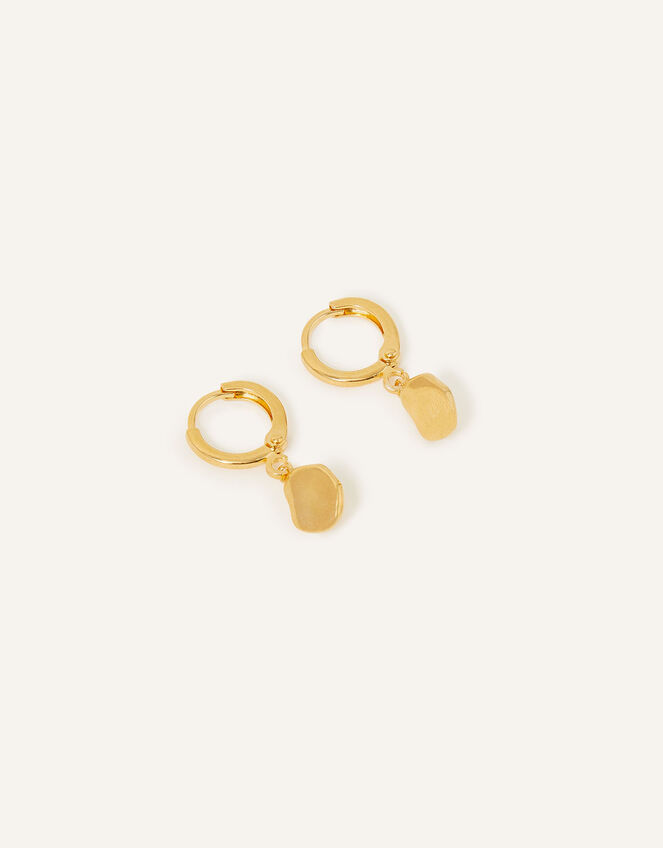 14ct Gold-Plated Organic Shape Huggie Hoops, , large