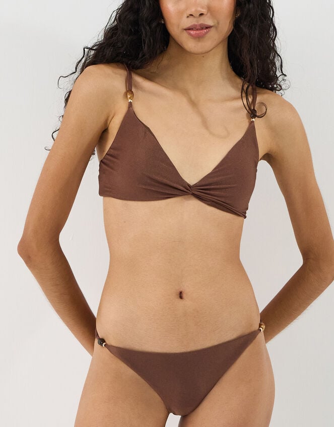 Beaded Strap Bikini Bottoms, Brown (BROWN), large