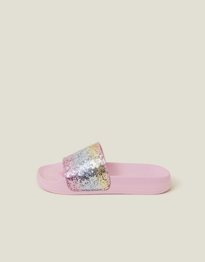 Girls Glitter Ombre Sliders, Pink (PINK), large