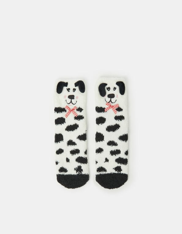 Girls Dalmatian Bed Socks, Black (BLACK WHITE), large