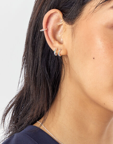 Sterling Silver Rainbow Hoops, , large