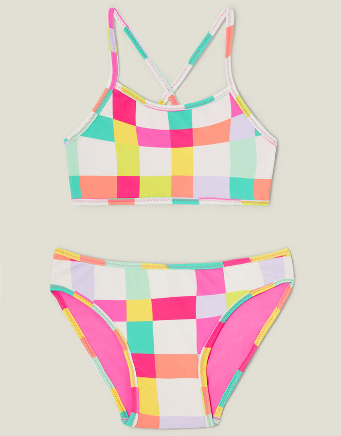 Girls Reversible Check Bikini, Multi (BRIGHTS MULTI), large