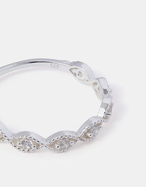 Sterling Silver Sparkle Weave Band Ring, White (ST CRYSTAL), large