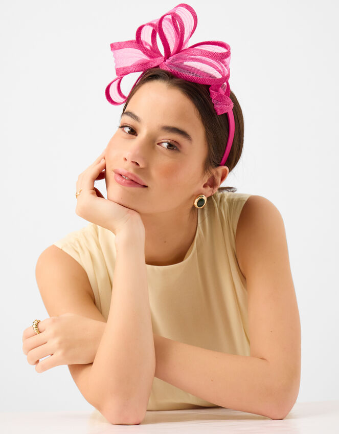 Loop Bow Fascinator, Pink (FUCHSIA), large