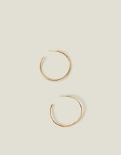 14ct Gold-Plated Thin Molten Hoop Earrings, , large