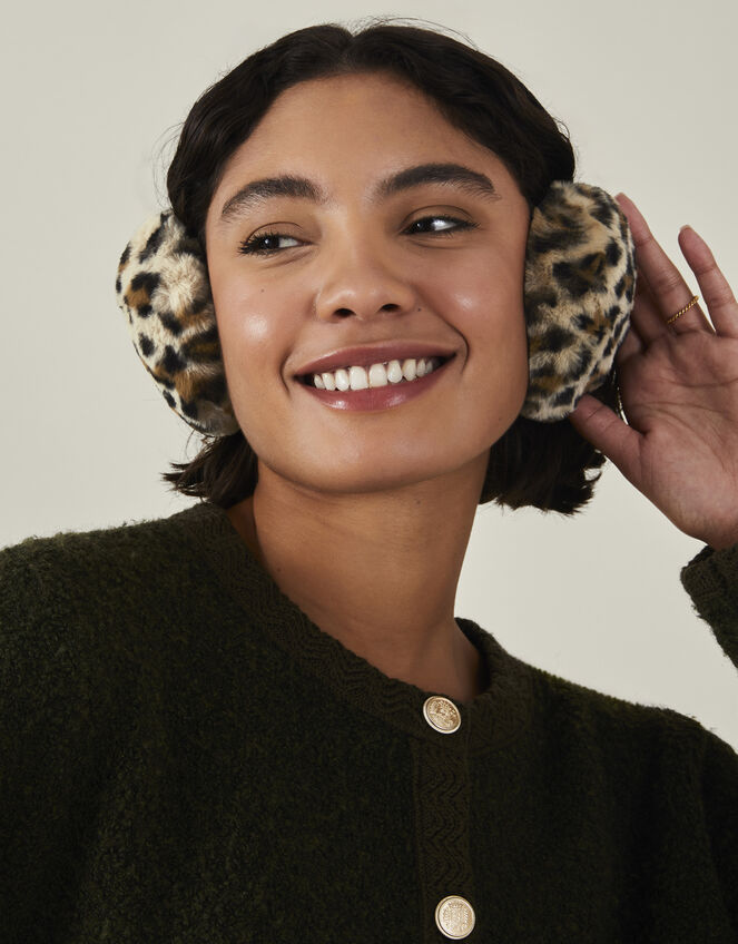 Faux Fur Earmuffs, Leopard (LEOPARD), large