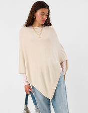 Knit Poncho, Natural (NATURAL), large