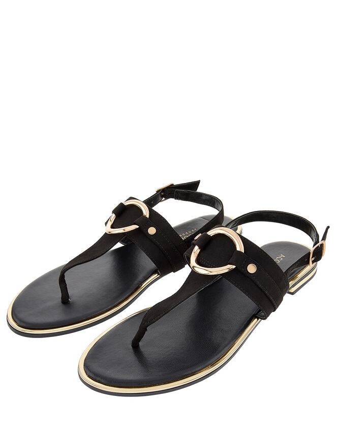 Ring Detail Sandals, Black (BLACK), large