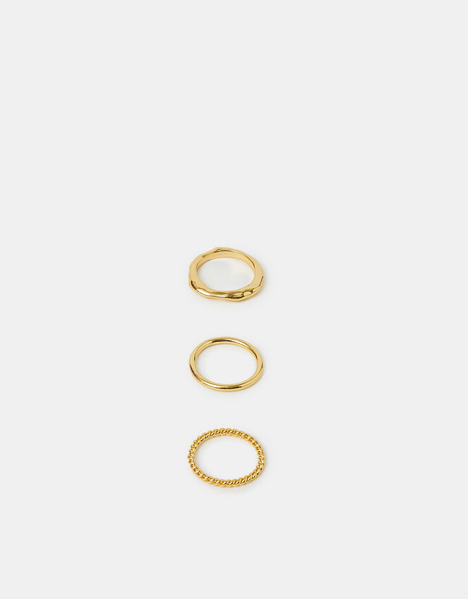 3-Pack 14ct Gold-Plated Mixed Rings, Gold (GOLD), large