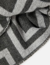 Geometric Super-Soft Blanket Scarf, Grey (GREY), large