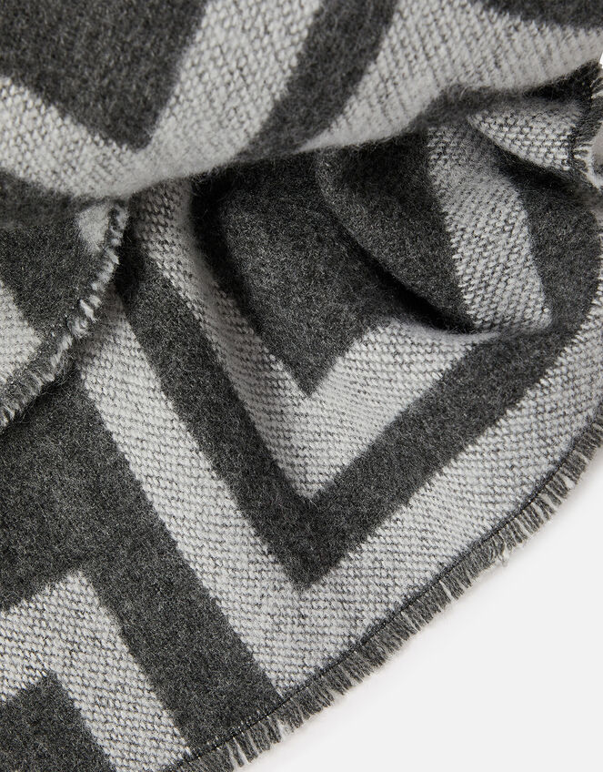 Geometric Super-Soft Blanket Scarf, Grey (GREY), large