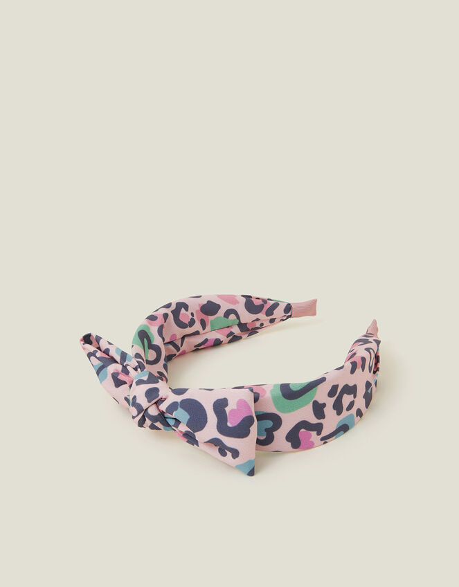 Girls Bow Leopard Print Headband, , large