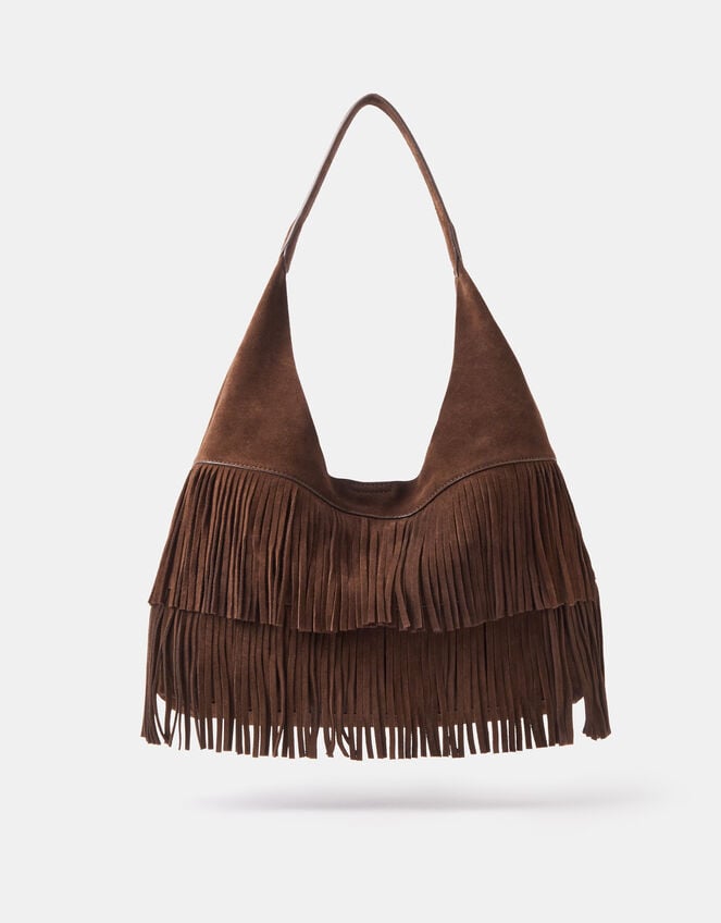 Fringe Suede Shoulder Bag, , large