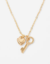 Heart and Key Pendant Necklace, , large