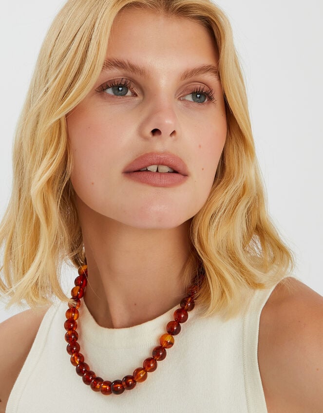 Chunky Beaded Resin Necklace, , large