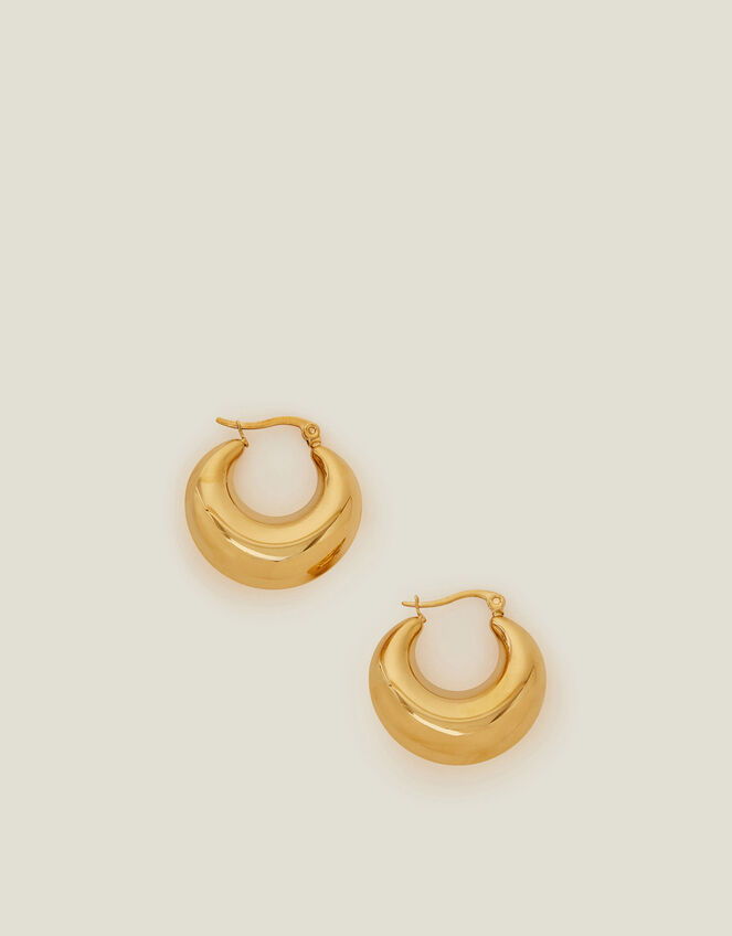 14ct Gold-Plated Chunky Crescent Hoop Earrings, , large