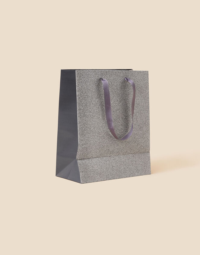 Medium Glitter Gift Bag, Silver (SILVER), large