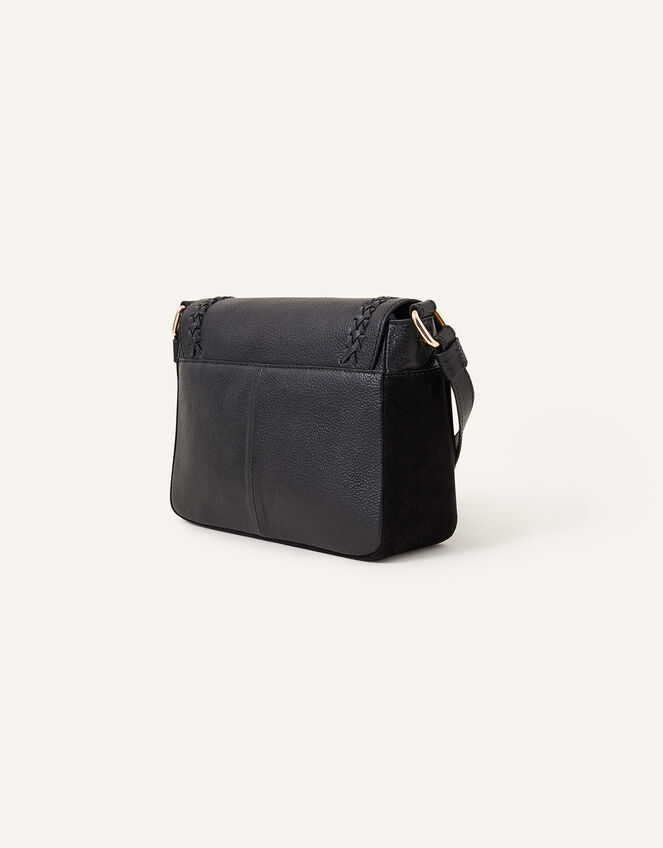 Leather Stitch Detail Cross-Body Bag, , large