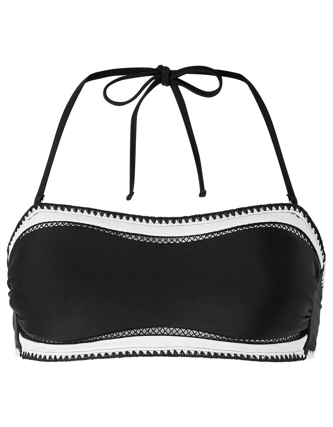 Lukshana Bandeau Bikini Top, Black (BLACK/WHITE), large