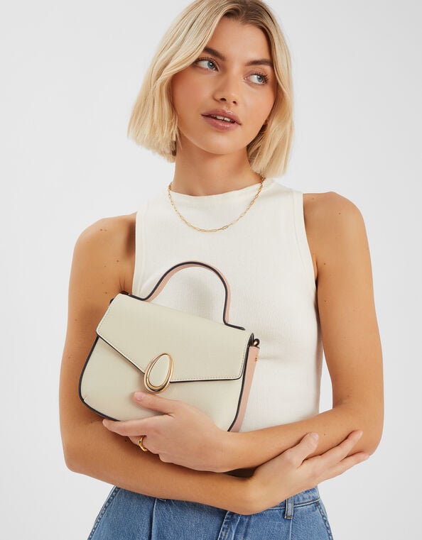 Top Handle Cross-Body Bag, Nude (NUDE), large