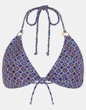 Tile Print Bikini Top, Blue (BLUE), large