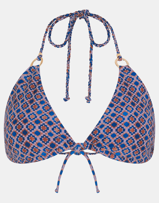 Tile Print Bikini Top, Blue (BLUE), large