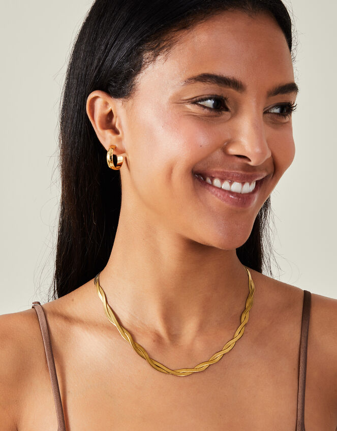 14ct Gold-Plated Twisted Omega Chain Necklace, , large