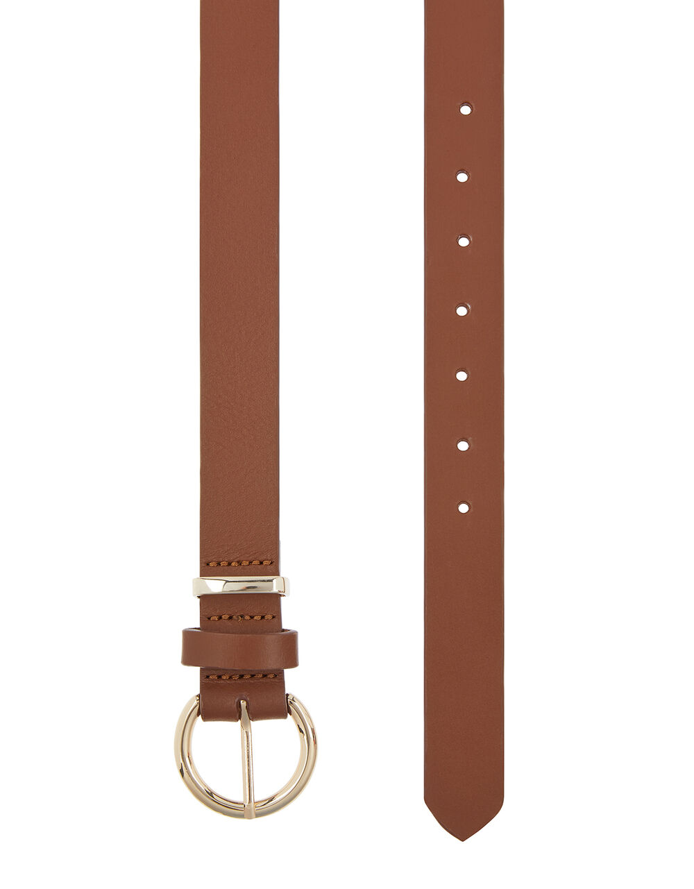 Round Buckle Leather Belt Tan Belts Accessorize Global