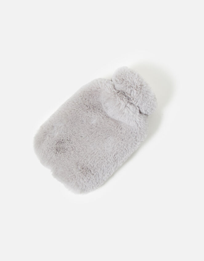 Mini Luxe Faux Fur Hot Water Bottles, Grey (GREY), large