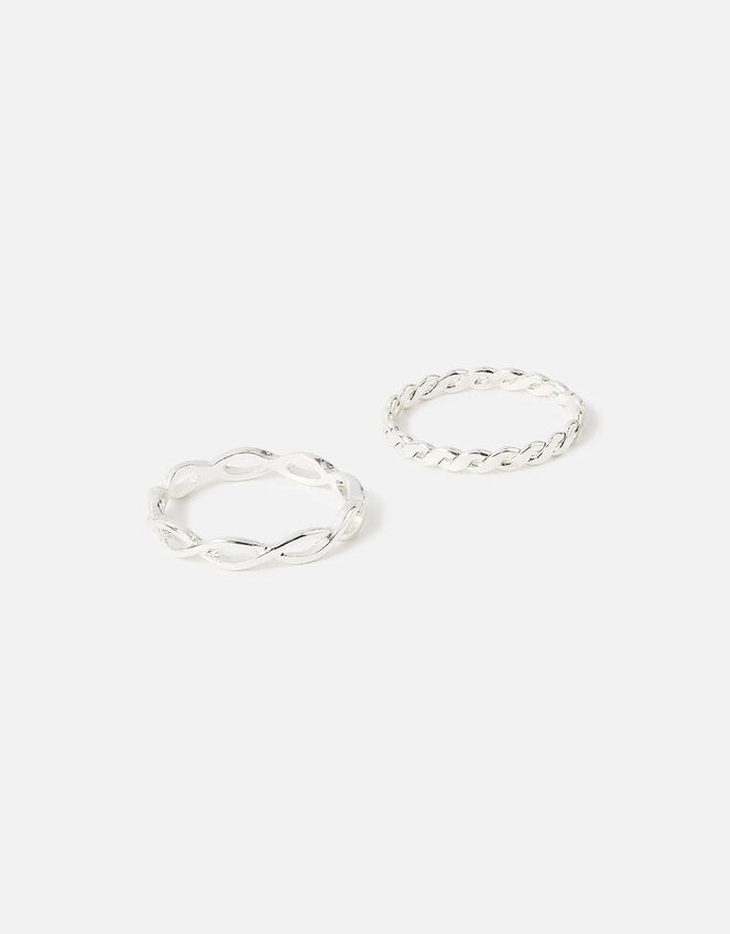 Crossover Band Rings Set of Two, Silver (SILVER), large