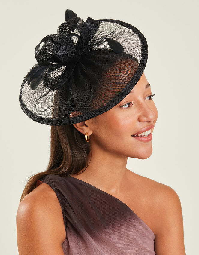 Penelope Sin Bow Fascinator, Black (BLACK), large