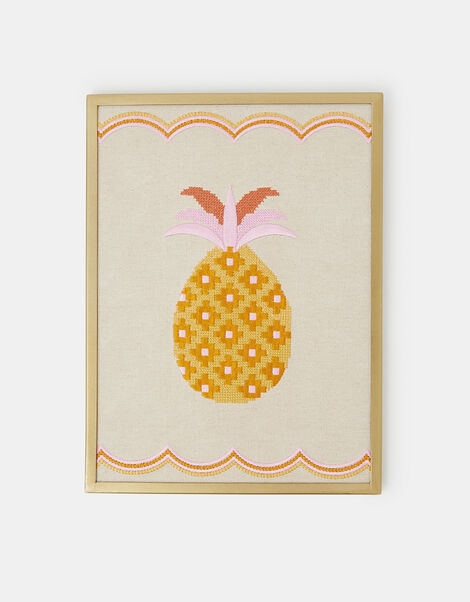 Pineapple Embroidered A4 Wall Art, , large