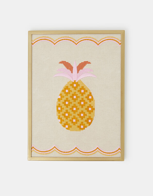Pineapple Embroidered A4 Wall Art, , large