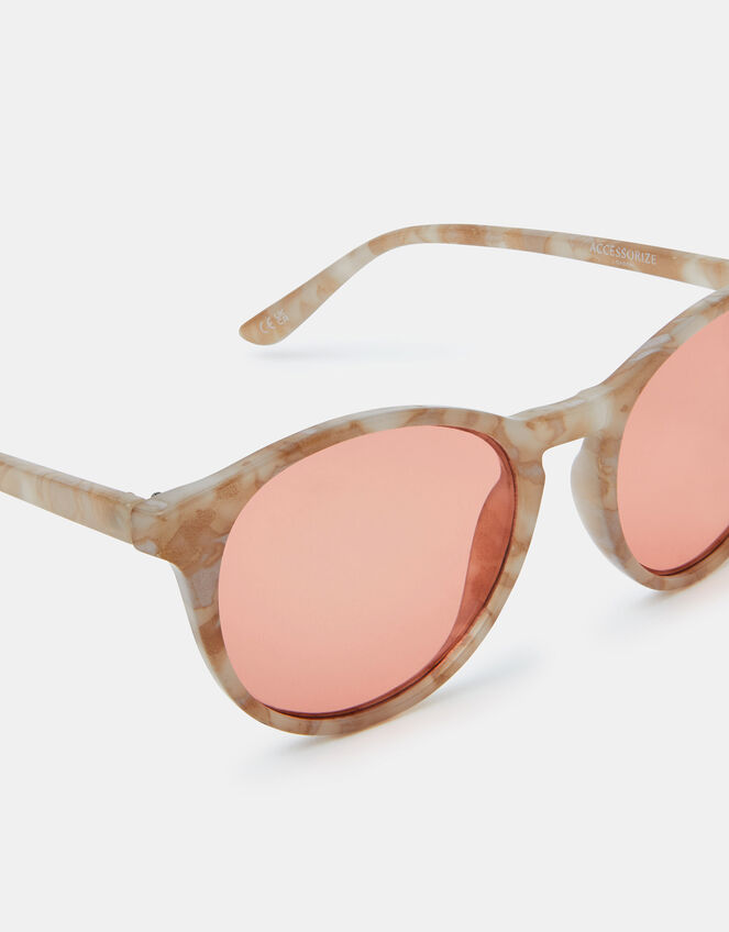 Pink Tinted Marble Preppy Sunglasses, , large