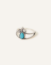 Sterling Silver Oxidised Turquoise Cut-Out Ring, Blue (TURQUOISE), large