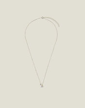 Sterling Silver-Plated Diamante Initial Pendant Necklace, Silver (ST SILVER), large
