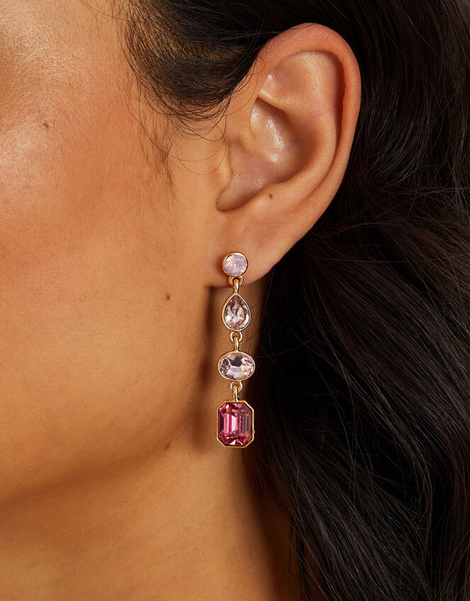 Mix Gemstone Drop Earrings Pink, , large