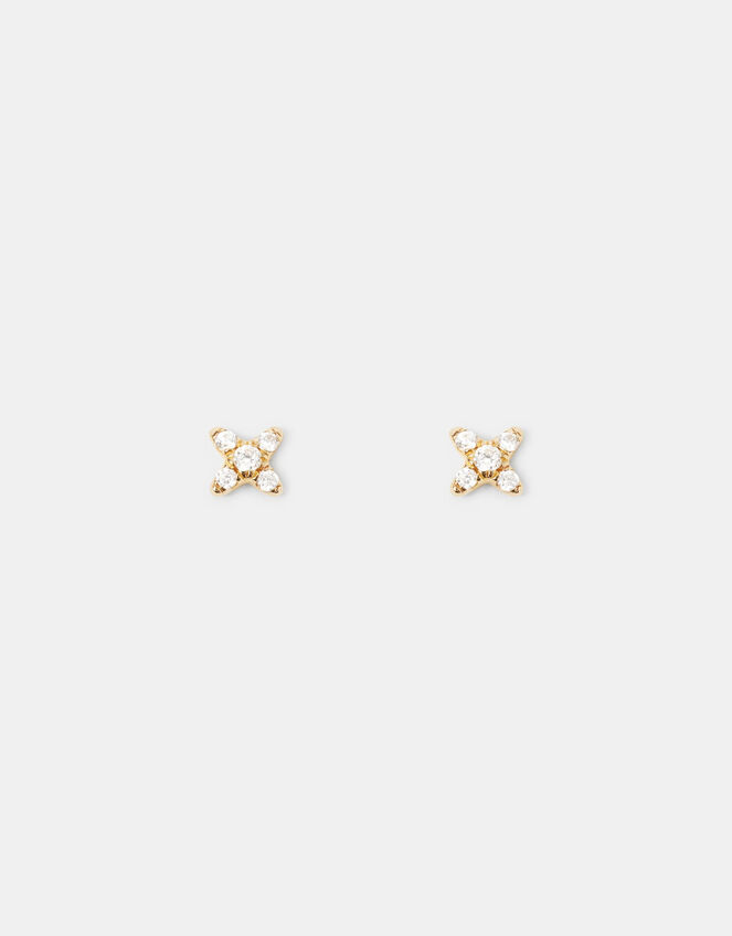 Lab Grown Diamond Pav&eacute; Cross Stud Earrings 9ct Gold, , large