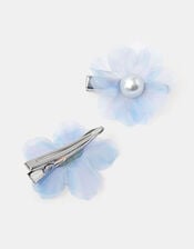 2-Pack Girls Pearl Flower Hair Clips, , large