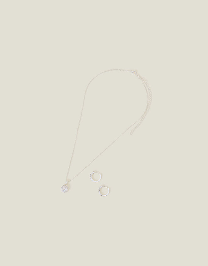 Sterling Silver-Plated Crystal Jewellery Set, , large