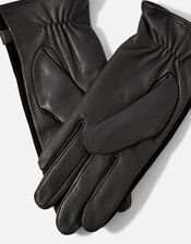 Leather Horsebit Gloves, Black (BLACK), large