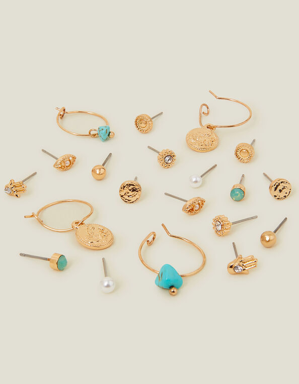 10-Pack Sparkle Stud and Hoop Earrings, , large