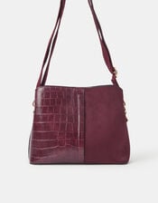 Faux Croc Crossbody Bag, , large