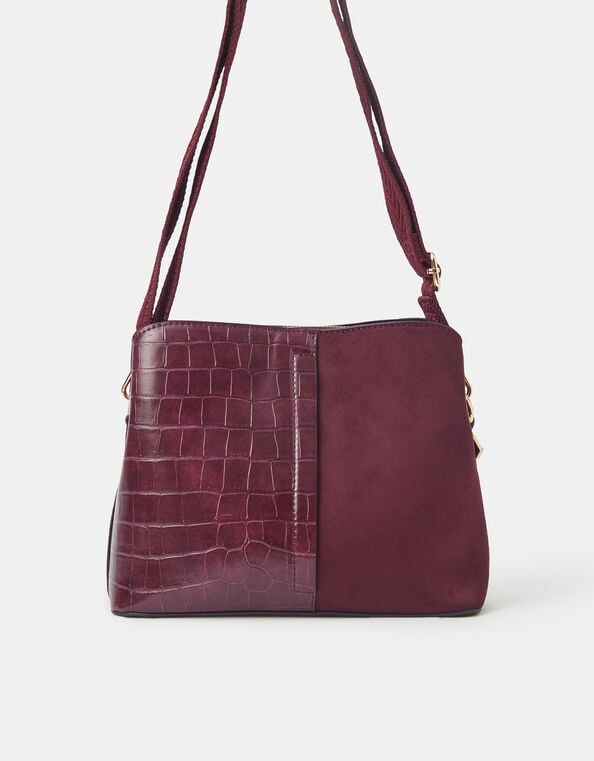 Faux Croc Crossbody Bag, , large