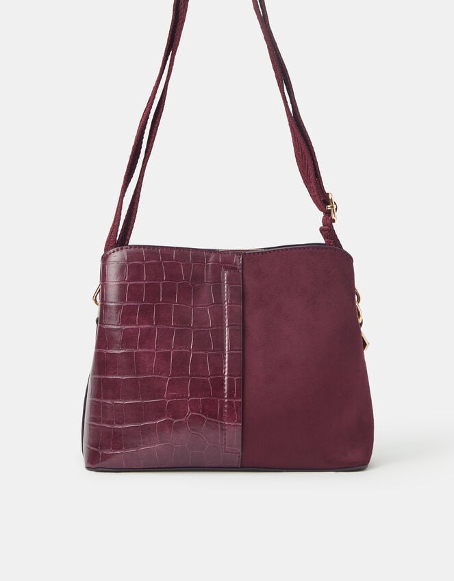 Faux Croc Crossbody Bag, , large