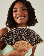 Leopard Print Bamboo Fan, , large