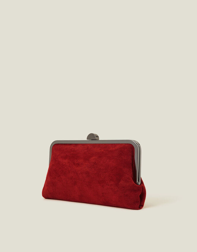 Suedette Clip Frame Clutch Bag, , large
