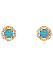 Gold-Plated Opal Stud Earrings, , large