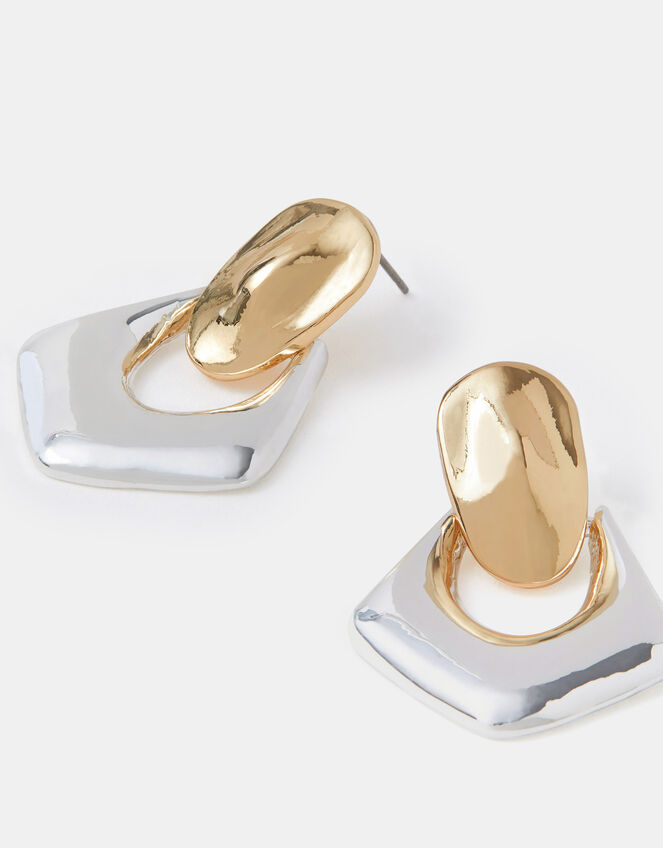 Two-Tone Chunky Doorknocker Earrings, , large