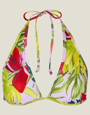 Banana Tree Print Bikini Top, Purple (LILAC), large